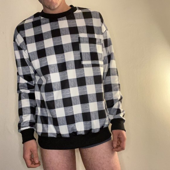 ROMWE Men's Gingham Sweatshirt with Pocket (NWT) - Picture 4 of 5